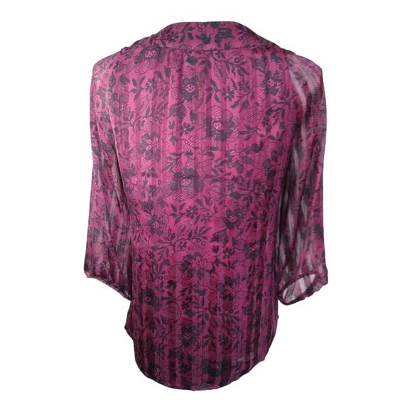 Sara Michelle Women's Raspberry and Black Blouse - Picture 3 of 4